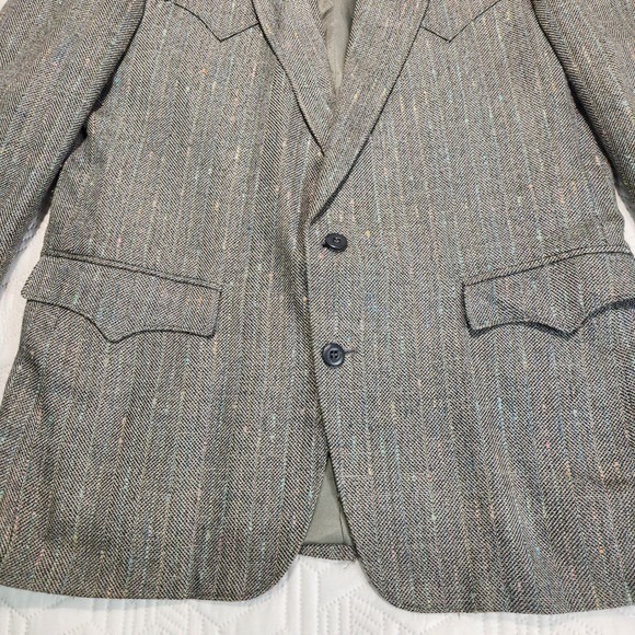 Blazer Men Gray Tweed Circle S Western 44R Color Speck Herringbone cowboy